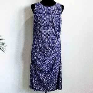 Michael Kors Purple and White Geometric Midi Dress
